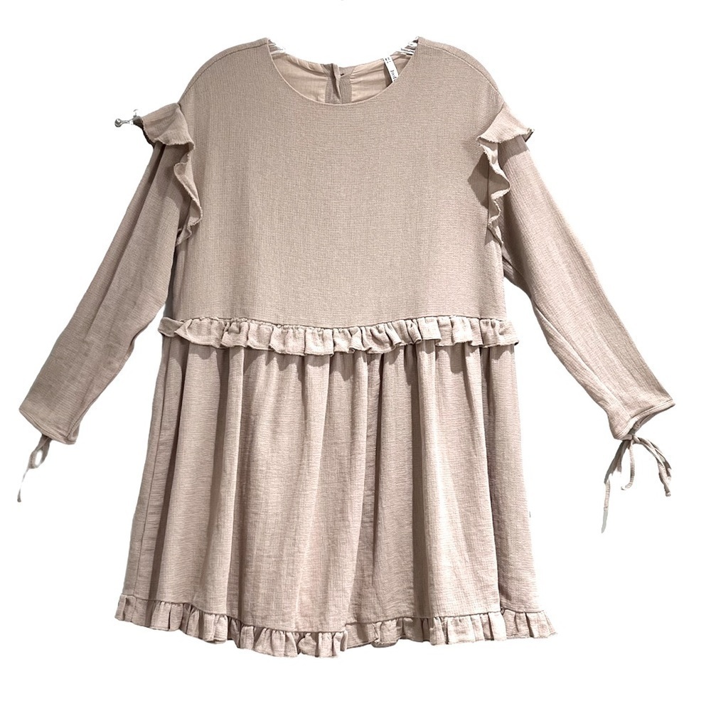 Indikah {Angel Biba} Khaki Color Ruffle Boho Dress Size XS - Picture 12 of 14